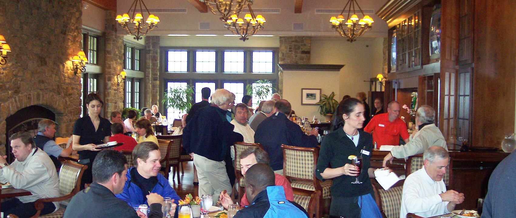 gathering in dining room